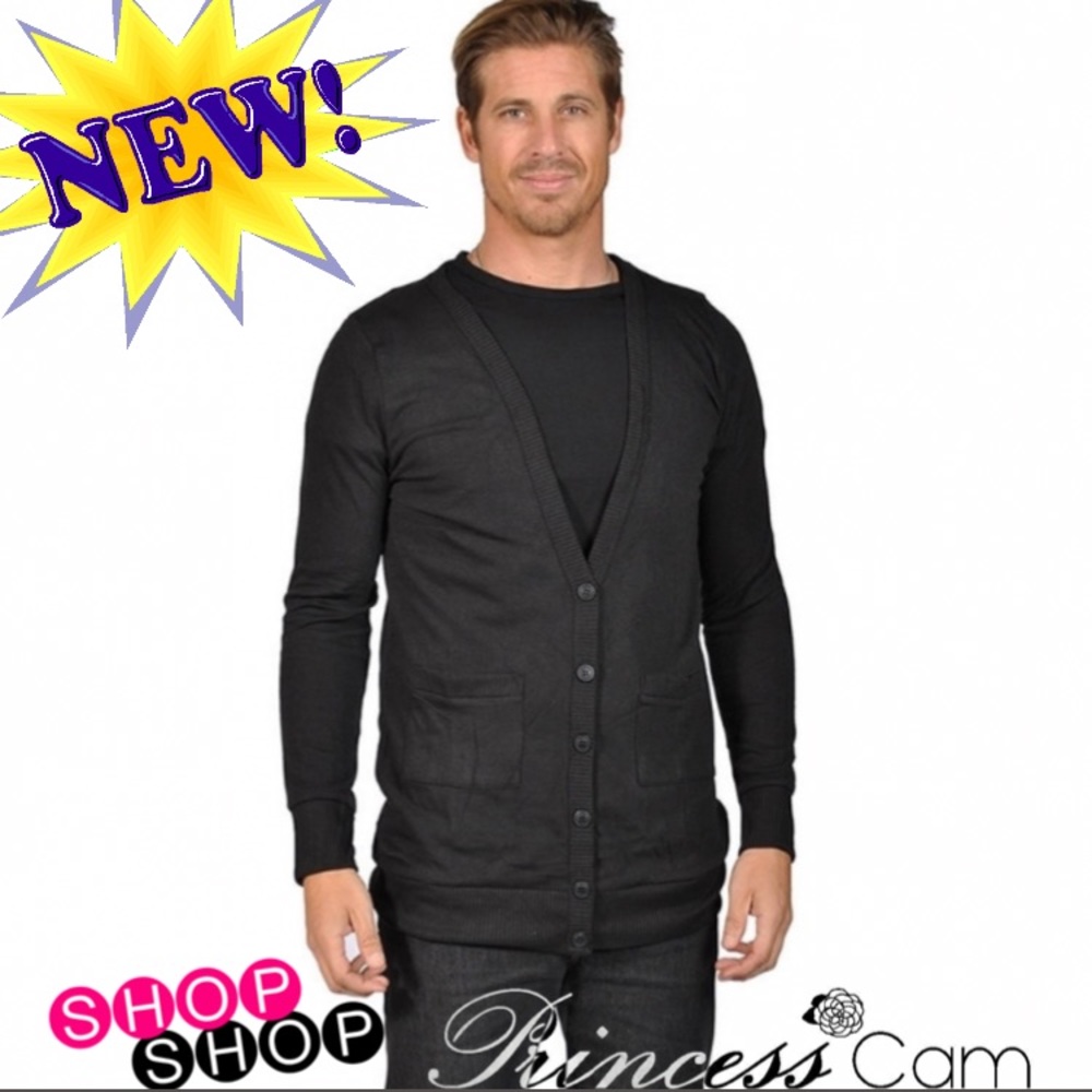 Men’s Charcoal Cardigan Sweater Sz M